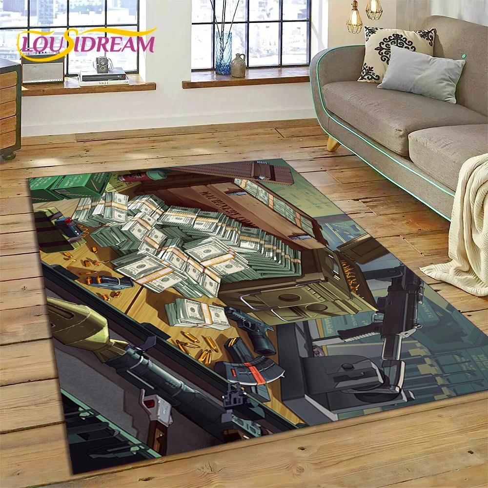 3D GTA Game Grand Theft Auto Gamer Rug Carpet for Living Room Bedroom Home Decor,Floor Mat Non-slip Decoration for Sofa Doormat