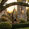 Large Capacity Garden Bird Feeder Retro Castle Feeder, Metal Hanging Outdoor Unique Birding Gift for Men Wild Backyard Balcony Decor Feeding Station