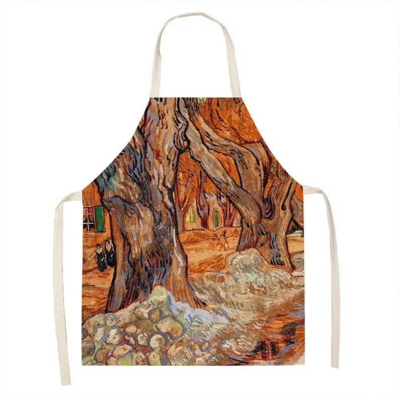1 kus vintage umělecká olejomalba tištěná zástěra kuchyňská vaření pečení zástěra domácí čisticí doplňky unisex