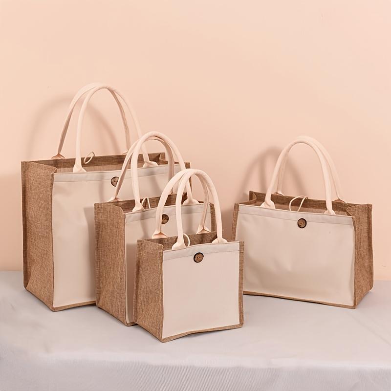 vertical linen tote bag plain simple gift bag fashion shopping bag
