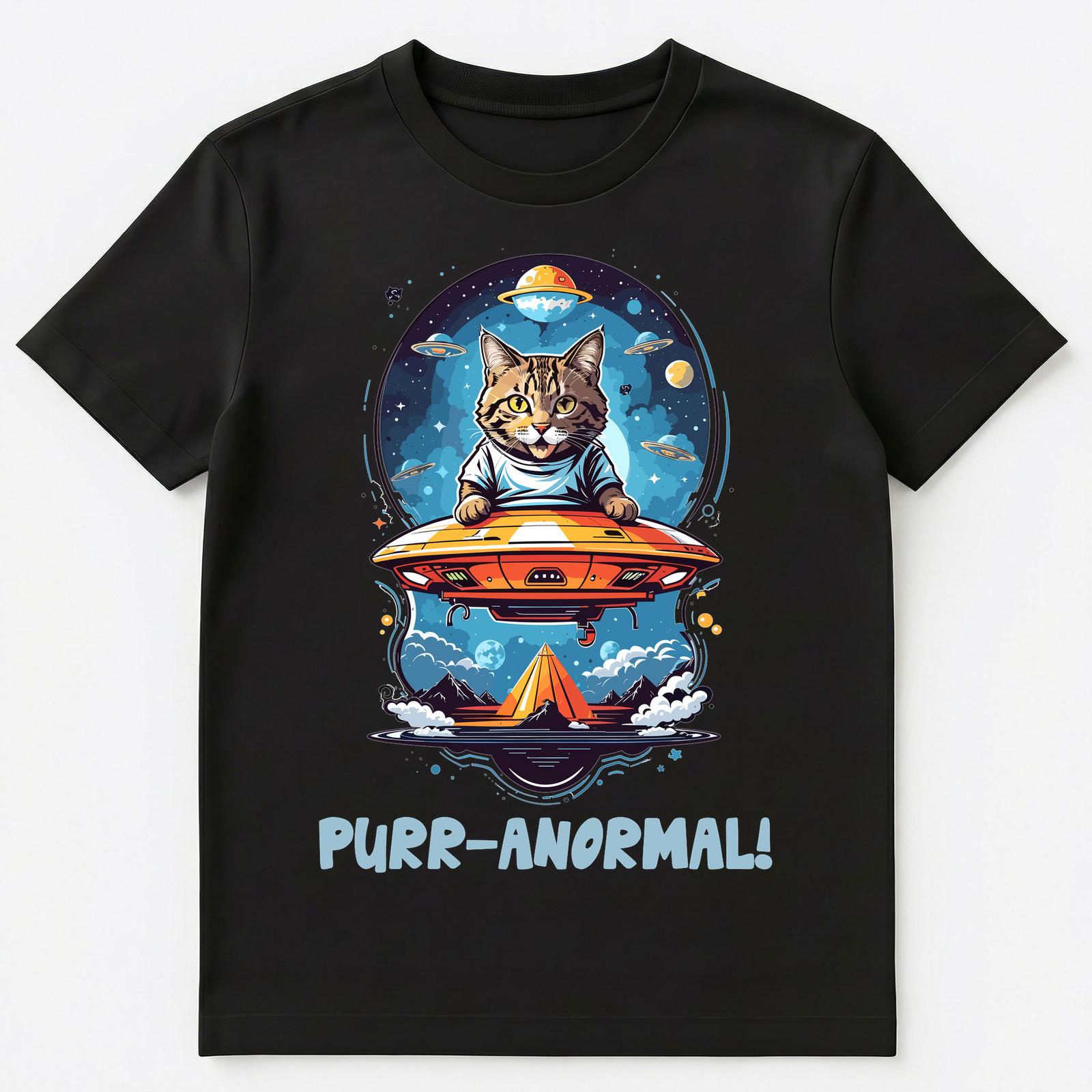Funny Ufo Cat Flying Saucers Pun Unisex T-Shirt L