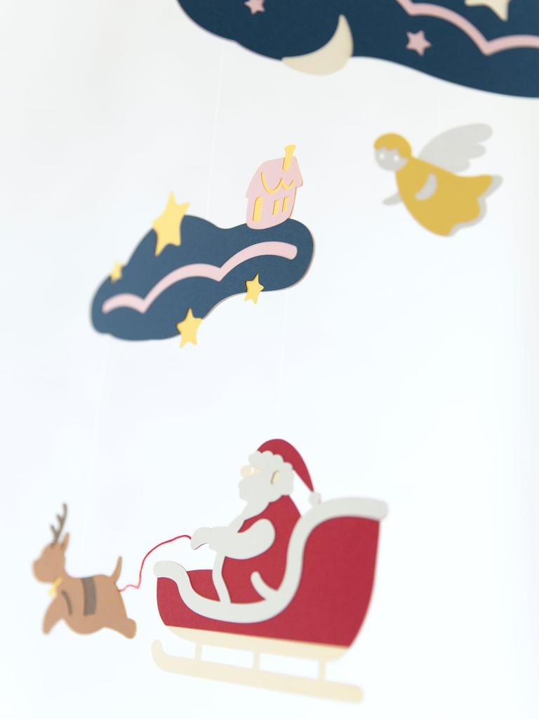 Mobile "Santa Claus Goes On His Journey -Holy Night-" A Dreamy Time Leading Up To Christmas. Adult Interior Decor. W32cm X H40cm. A Mobile Brand Born