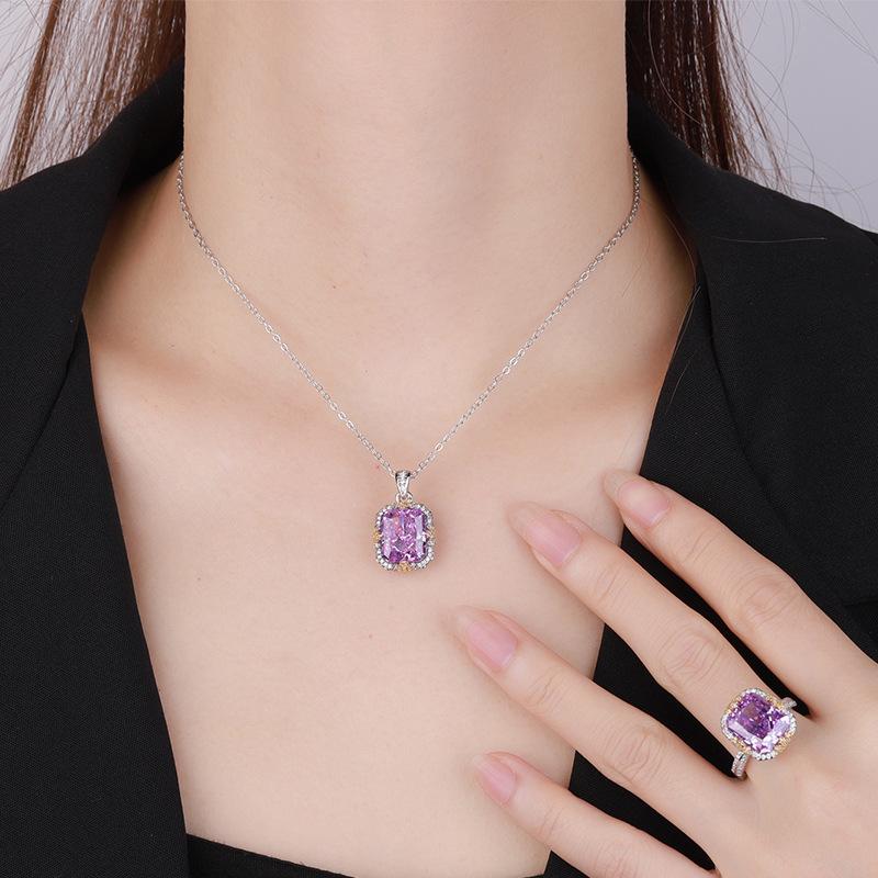 Jewelry High Carbon Diamond Ice Flower Cut Copper Inlaid Retro Light Luxury Suit Female Host 10 * 12