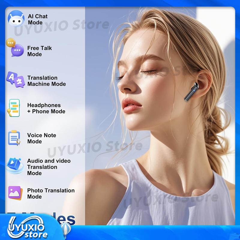 TWS AI Language Translator Wireless Earbuds BT 5.4 Ear Buds with 144 Languages Accents Real Time Translation Earphone New