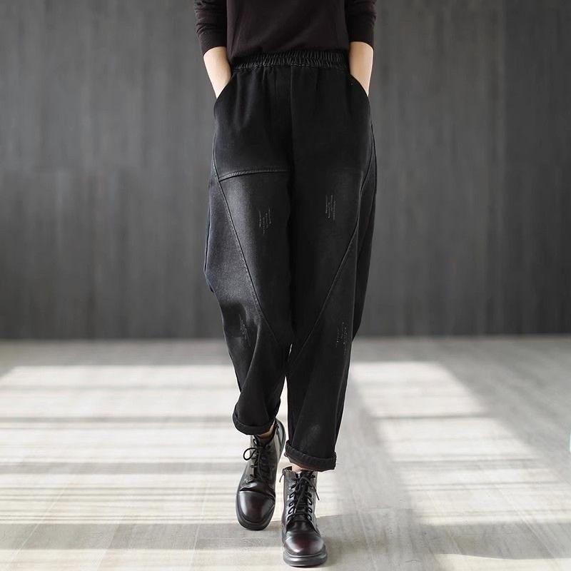 Autumn Summer Women's Jeans Elastic New Pants Loose Haren Pants Large High Waist Jeans