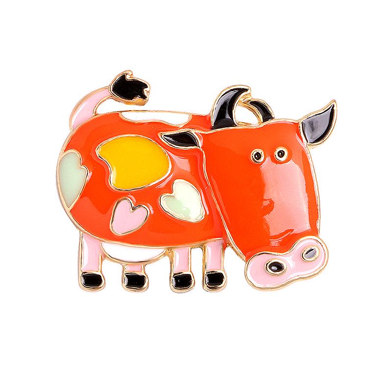 Cartoon Rhinestone Dairy Cow Brooch - Alloy Drip Oil Corsage Pin, Cute High-end Accessory