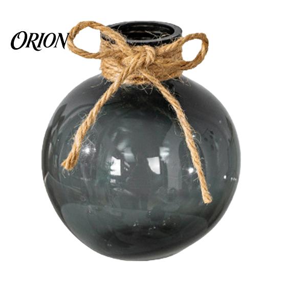 Artistic Home Decor Vase Clear Round Resin Vase, Transparent Sphere Flower Pot with Jute Stylish for Windowsill Bow, Modern Plastic Planter Hydroponic