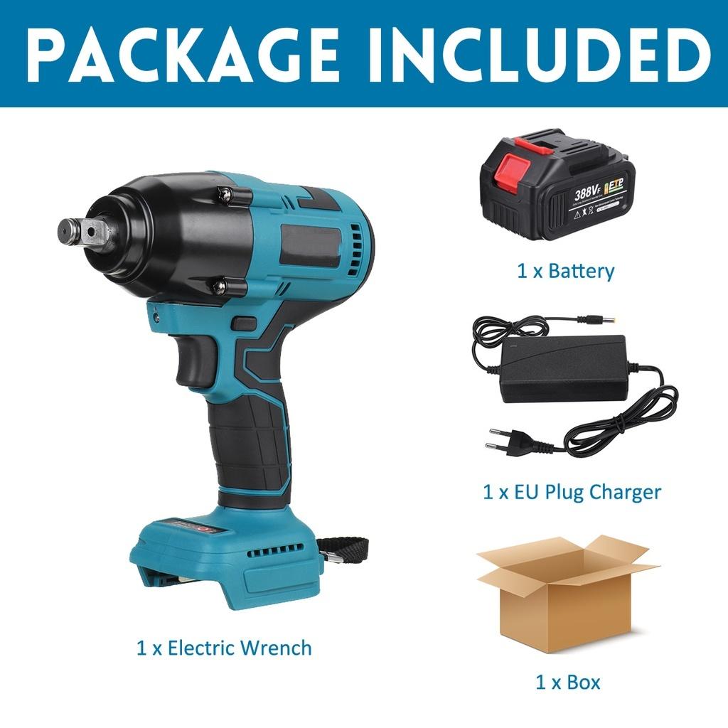 

800 Н·м 388 ВФ Крутящий момент Бесщеточный Аккумуляторный Электрический Ударный Гайковерт 1/2 Гайковерт Инструмент для Ремонта Автомобилей и Грузовиков для Аккумулятора 18 В Новый 1*Battery