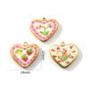 2 Pcs Ceramic Charms Multicolor Heart Printed Flower Fruit 304 Stainless Steel 18K Gold Plated Pendants DIY Necklace 27mm X 24mm