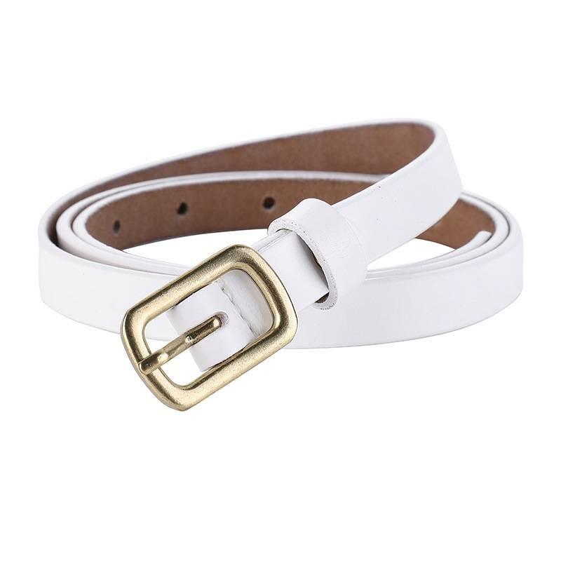 Genuine Leather Womens Belt Fashionable Twotone Cowhide Slim Waist Accessory With Alloy Buckle For Office