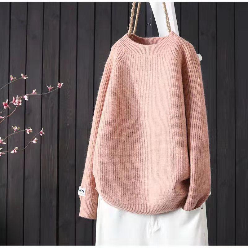 Autumn and Winter Sweater Pullover O Neck Solid Line Casual Long Sleeve Literature and Art Loose Knitwear Pullover Women Sweater