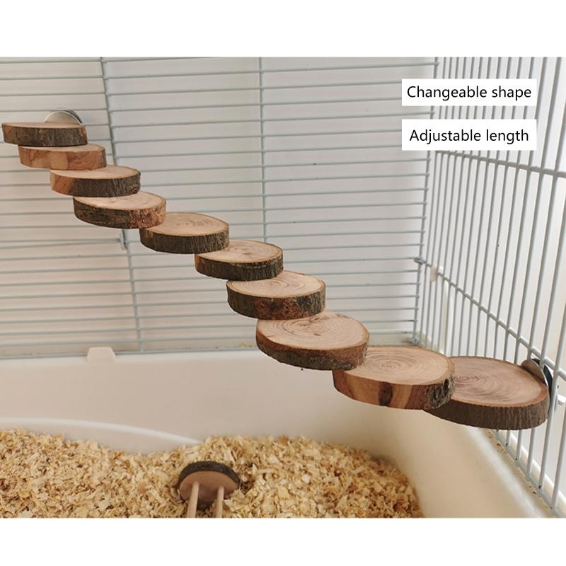 Hamster Ladder Wooden Blocks Chew Toy for Guinea Pig Hedgehog Mouse Sugar Glider Squirrel Chipmunk Climbing 10 Stairs