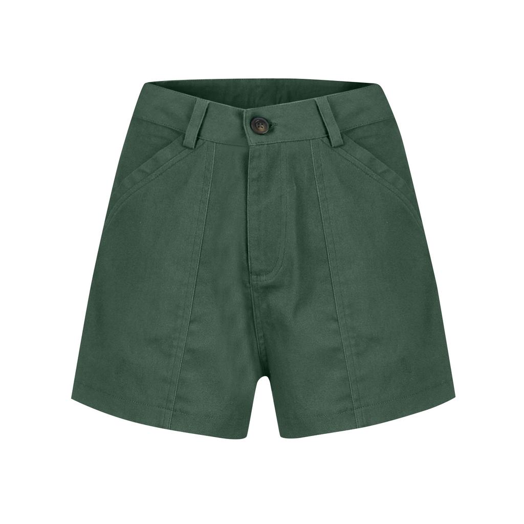 Women's Soft Stretch Twill Short Side Pockets Soft Feel No Button & No Zipper Flattering Fit