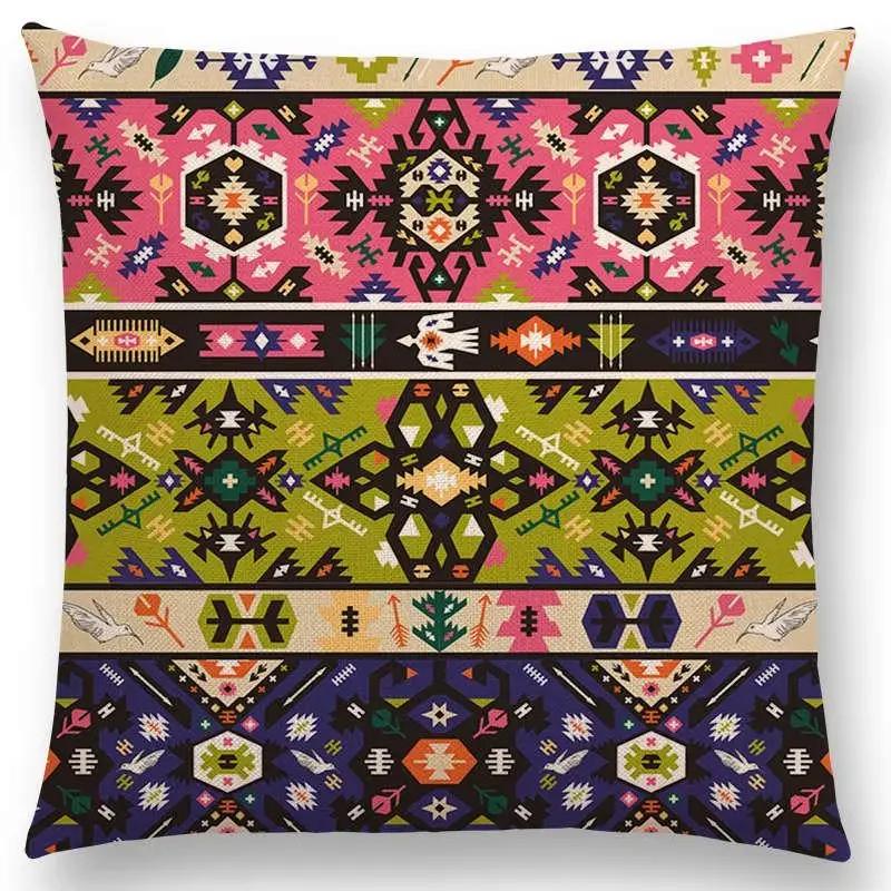 Colorful Seamless Aztec Decorative Prints Sofa Throw Pillow Case Fancy Abstract Geometric Vector Pattern Tribal Cushion Cover