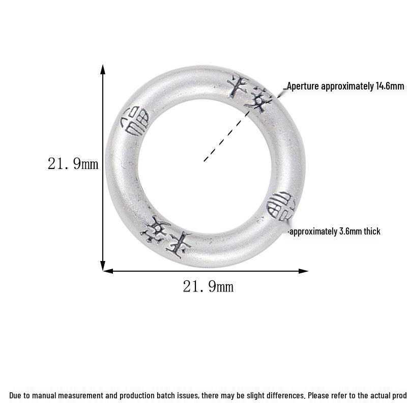 

Sterling Silver Fu Character Peace Buckle Ring - Chinese Style Retro 3D Design, DIY Braiding Accessories