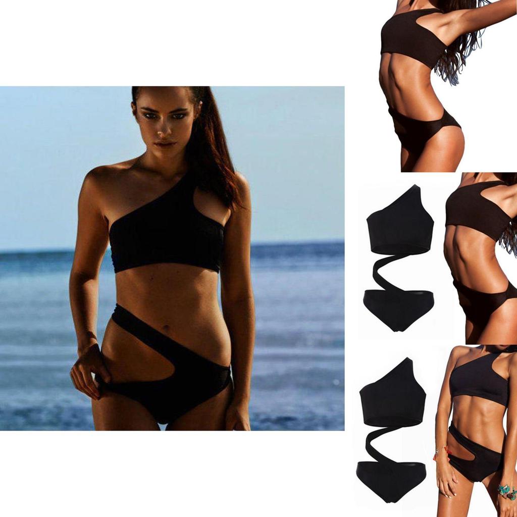 Elegant Sexy One Piece Women Hollow Swimsuit Bikini With Padded Swimwear Shoulder