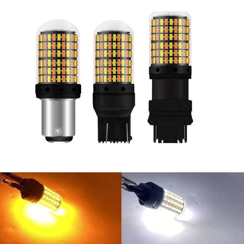 1 Pair(2pcs) Dual Color Turn Signal with DRL 1157 T20 Led 7443 Car Daytime Running Light 1157 Led Bulbs T25 3157 12V/24V