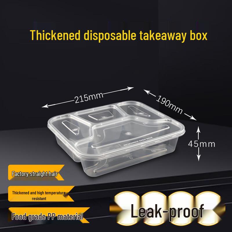 Disposable Rectangular 4-Compartment Meal Box