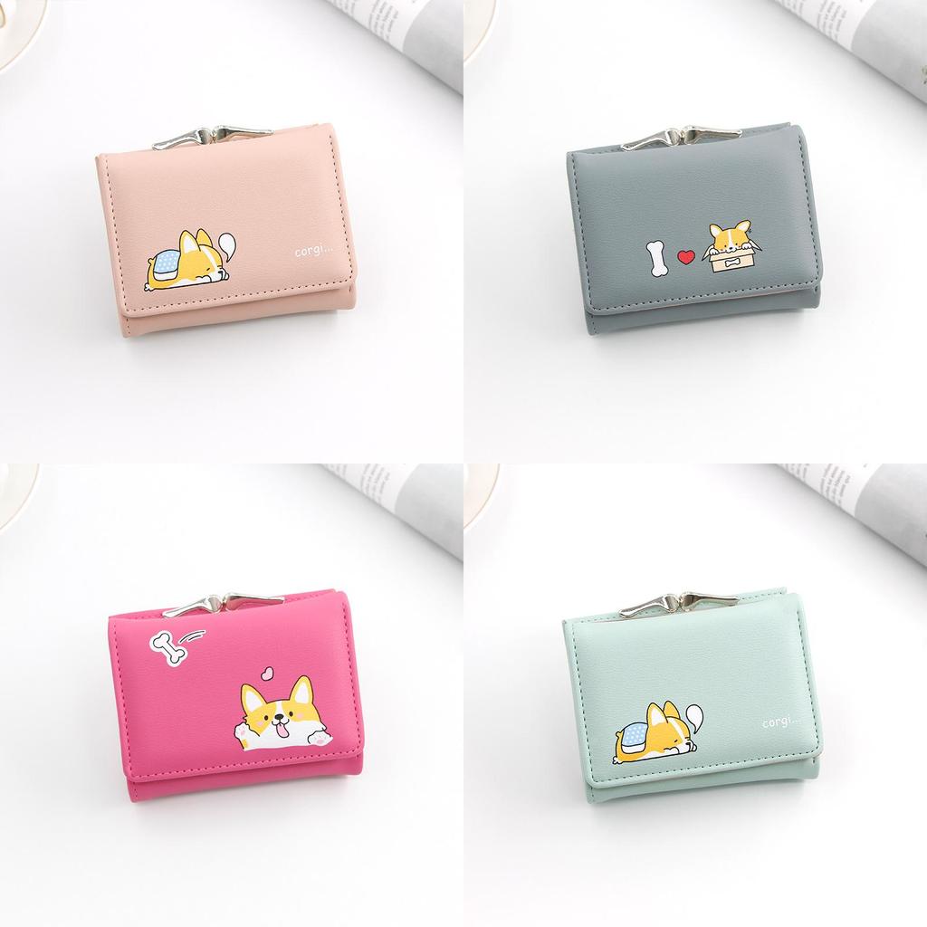 Cartoon Ladies Wallet Pu Cardholder Short Style With Print For Daily Use