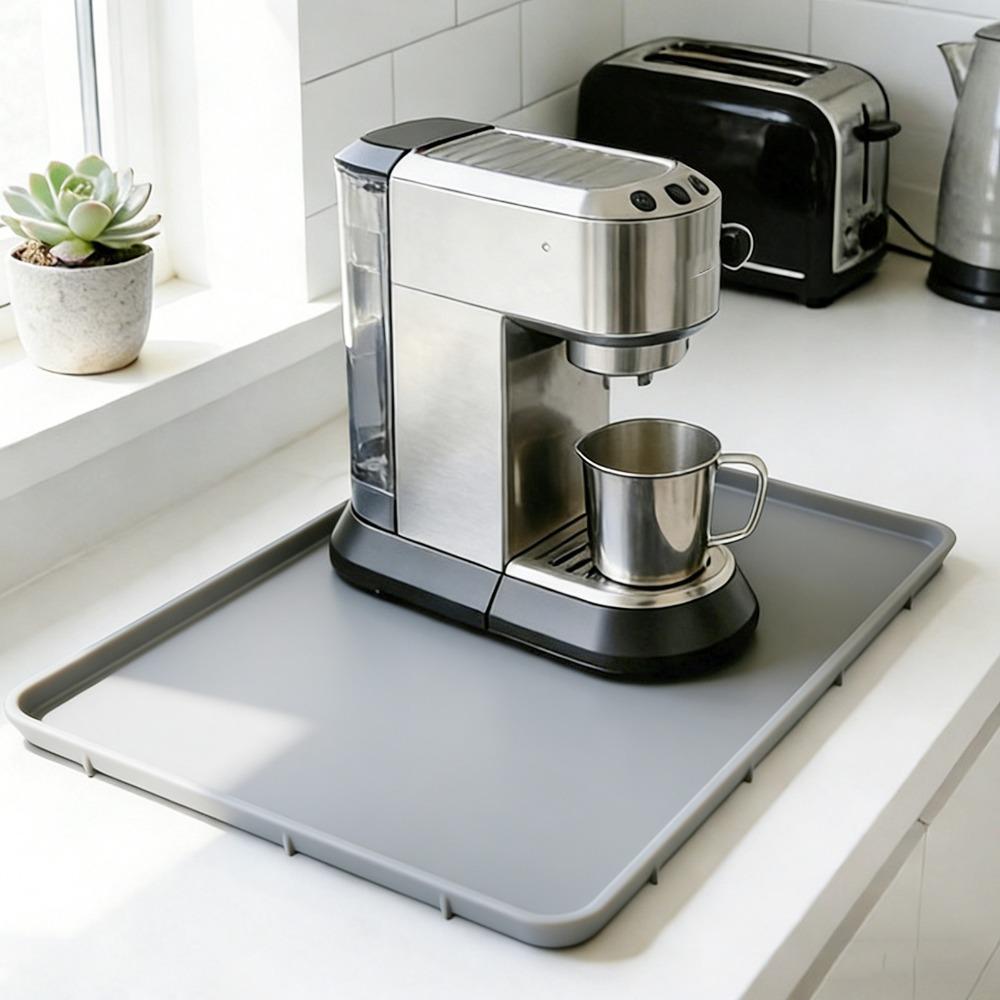 Light Gray Coffee Bar Mat Waterproof Non-Slip Bar Mat Coffee Maker Mat Under Espresso Machine