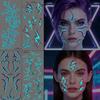 Demon Hunter Tattoo Stickers Luminous Lightning Gradual Change Purple Demon Hunter Whole Body Stickers Luminous Fluorescent Makeup Stickers