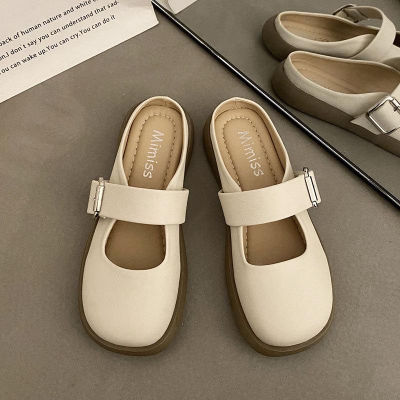Baotou half slippers women's outer wear 2025 spring new popular soft bottom comfortable and versatile flat bottom Mary Jane cool slippers