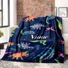 Dinosaur Pattern Customize Your Name Blanket Used For Chair Office Sofa Bed Camping Soft And Warm Giving Friends And Relatives Birthday Graduation