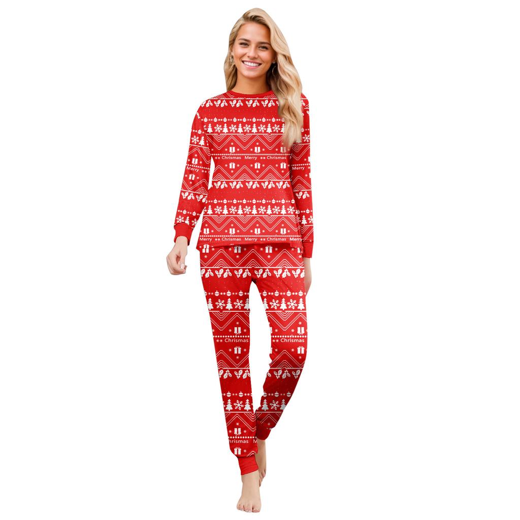 Print Cute Family Set Pajamas, Home Clothes, Family Set Long Sleeve Top Pants Set