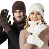 3Pcs/set Soft Touch Screen Gloves Warm Ear Protection Cap Winter Beanie Hat Scarf  for Men Women