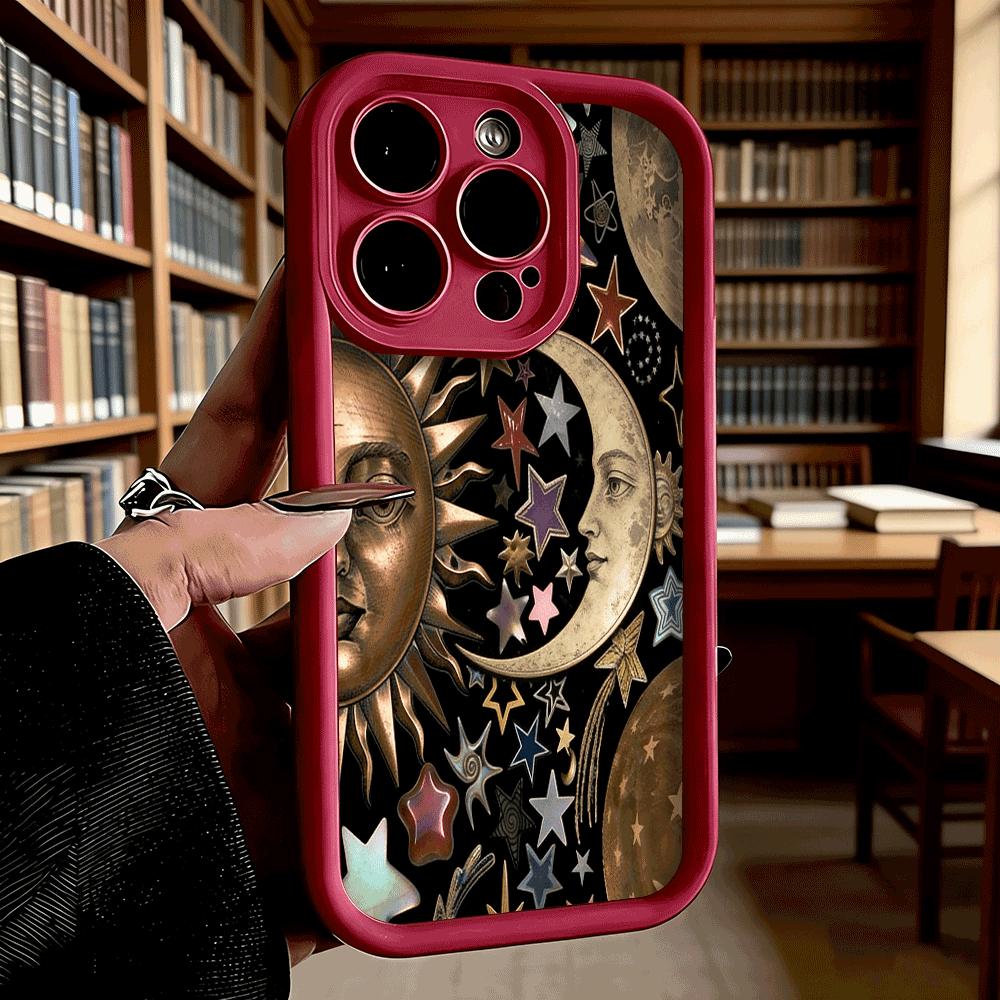 Celestial Sun Moon and Stars Luxury Anti-Slip TPU Phone Case For Xiaomi Redmi Note 15 14 13 12 11 10 9 Pro Full Protective Cover