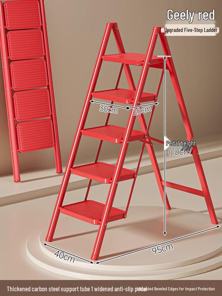 Telescopic Folding A-Frame Ladder: Thickened Indoor Multi-Functional 4-Step Stool