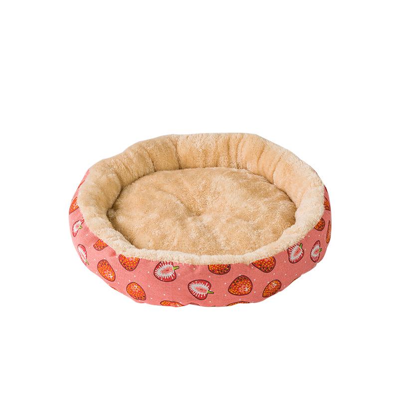 All-Season Cotton Linen Pet Bed - Round Cushion Nest for Cats & Dogs