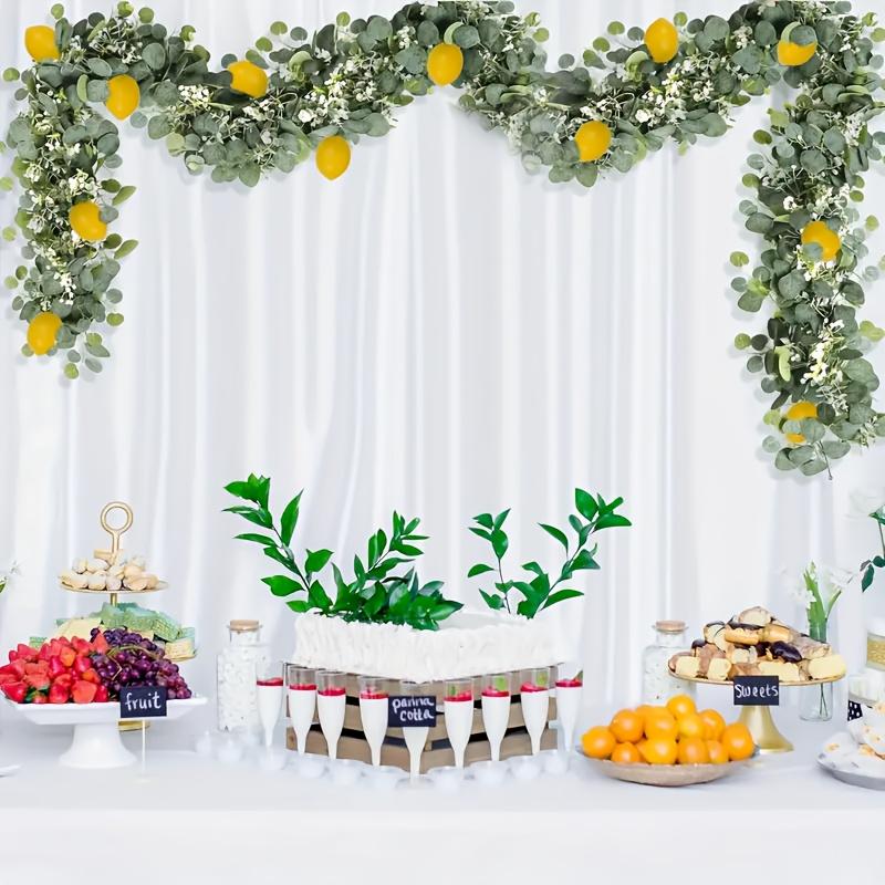 1pc Artificial Lemon Garland with Eucalyptus Leaves - Realistic Plastic Hanging Vines for Dining Table, Garden, Farmhouse Decor - Lemon Decor