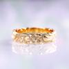 Huitan Simple Stylish Carved Flower Design Women Ring Anniversary Gift Graceful Female Finger Ring Fashion Jewelry