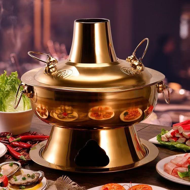Old Beijing Dual-use Electric & Charcoal Copper Dry Pot - Stainless Steel Boiler