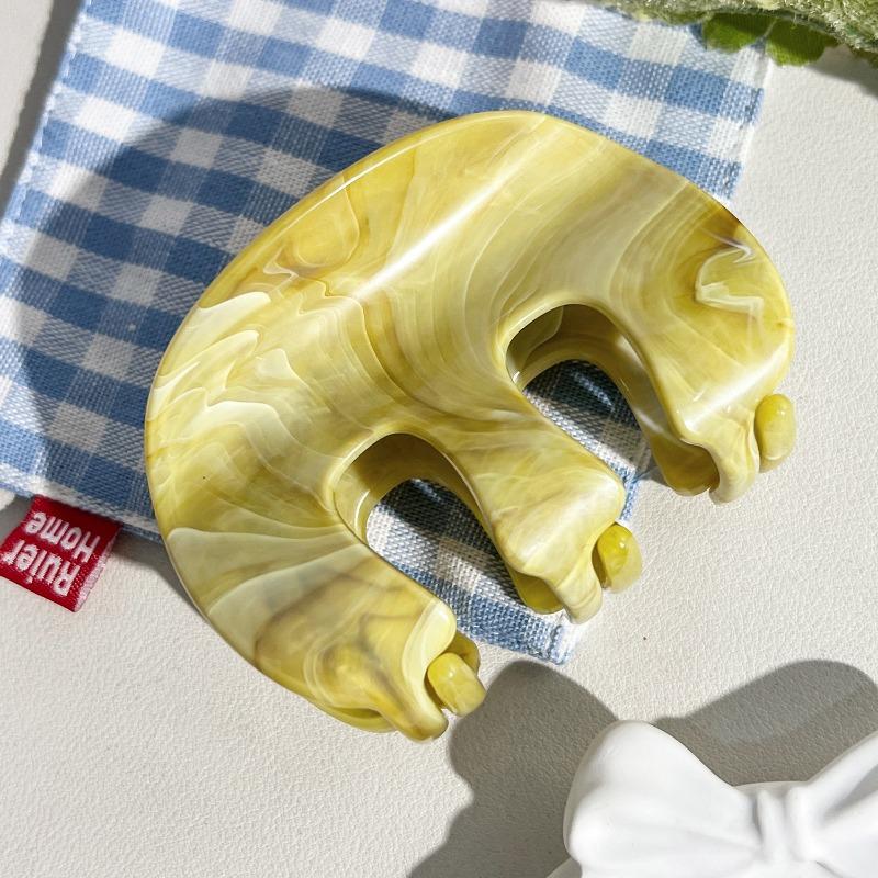 M-shaped Pumpkin Claw Clip High-end Marble Ponytail Hair Clip Back of The Head Updo Shark Clip Hair Accessory