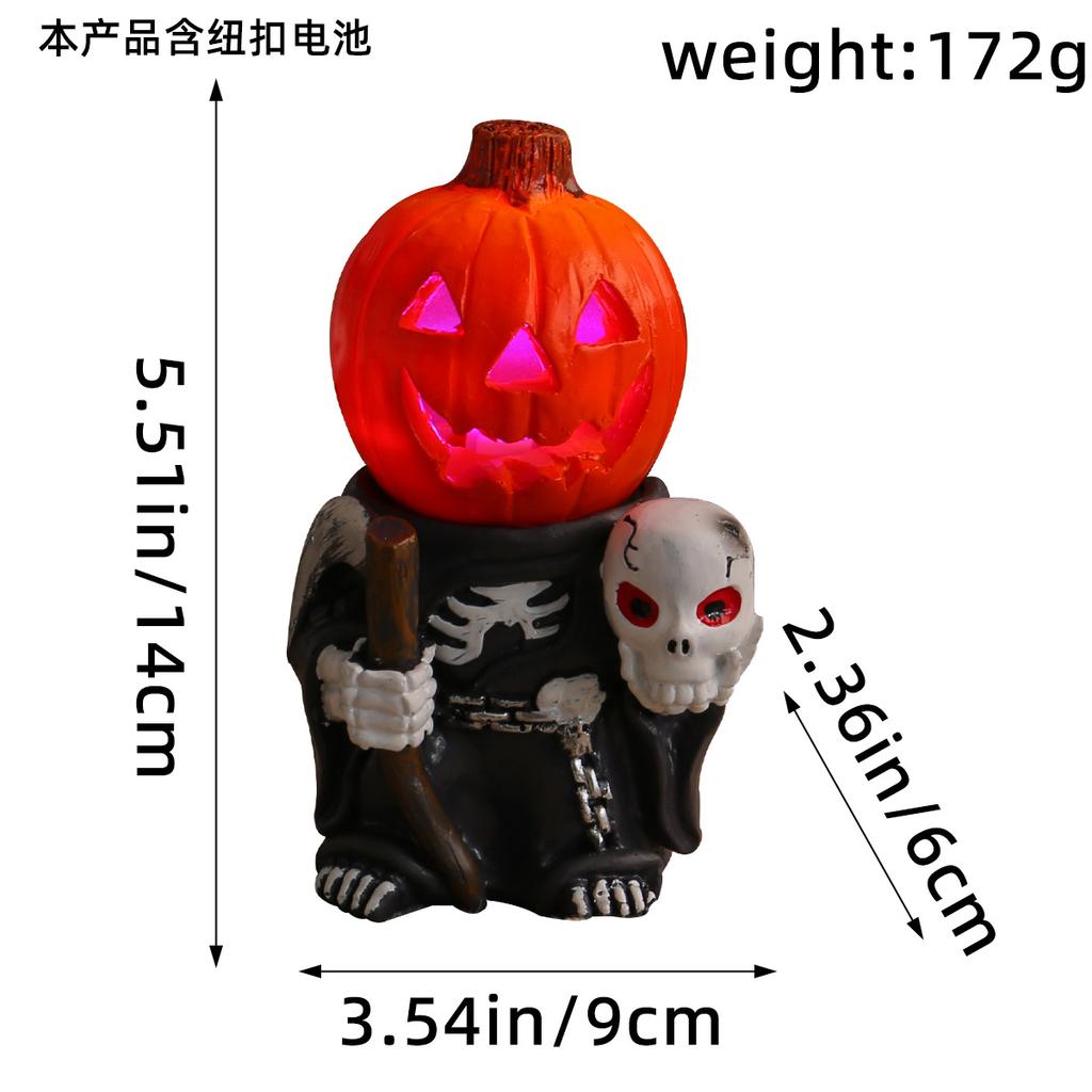 Halloween Led Lamp Pumpkin Knight Desktop Ornaments Decorated with Luminous Pumpkin Head Ghost Resin Courtyard Decoration