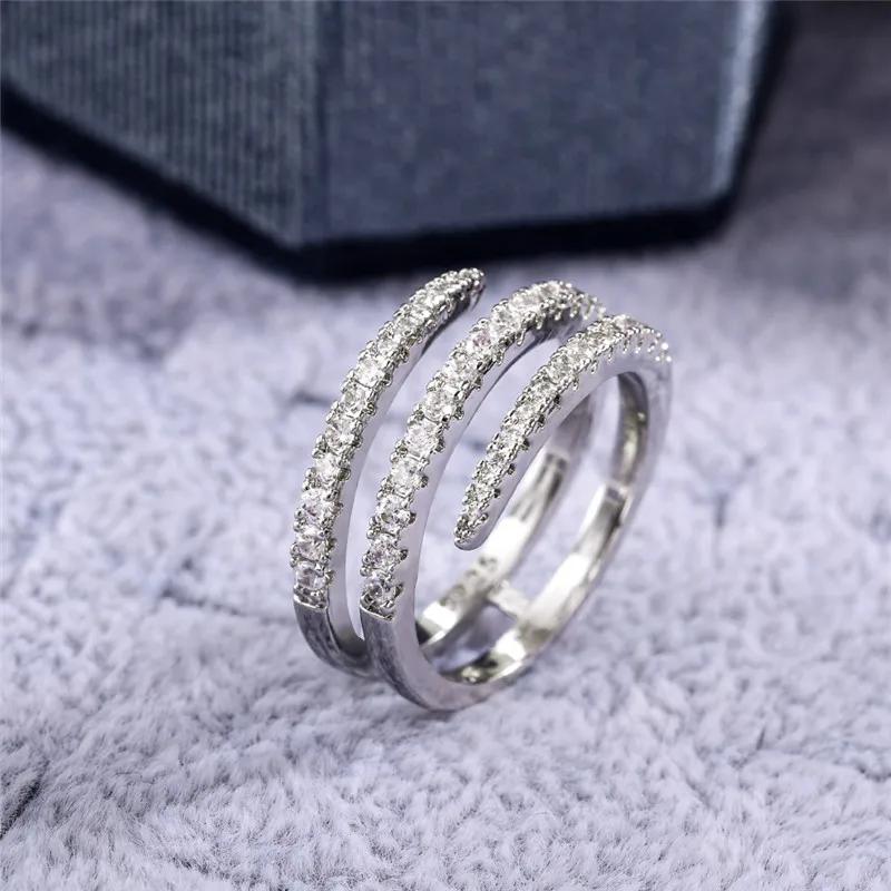 

Exquisite Surround Shaped Rings for Women 925 Silver Plated Shiny Crystal CZ Marriage Party Bridal Rings Statement Jewelry 10