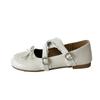 French lace bow Mary Jane small leather shoes women's 2025 summer new with skirt flat ballet lo shoes