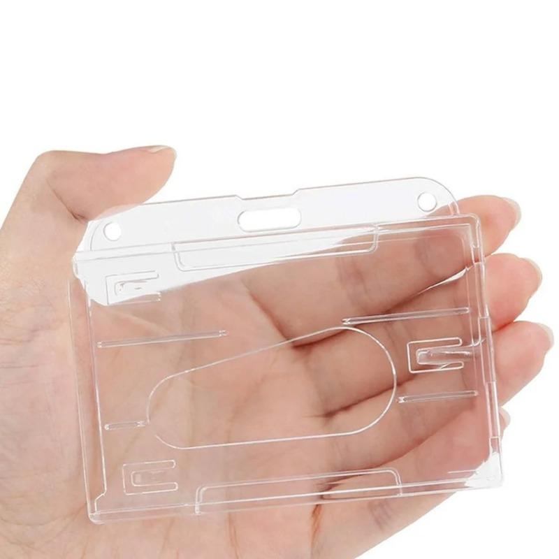 1PC Double Credit Card Clear Plastic ID Badge Card Holder for Bank Cards Protector Transparent Cardholder Card Cover