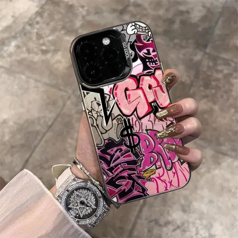 Pink Street Graffiti Hip Hop Pattern Design Protective Cover for iPhone 17 16 15 14 13 12 11 16E Series Pro Max Plus