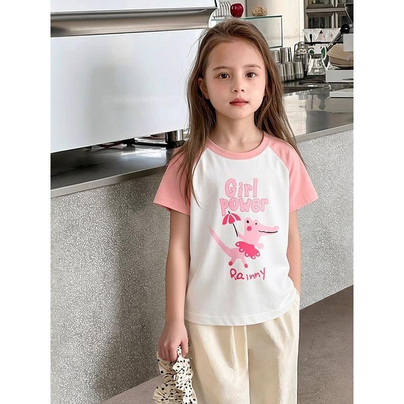 27Home Brand Export Original Children's Clothing Pure Cotton Short-Sleeved T-Shirt Cartoon Print Baby Girl Clothes Summer