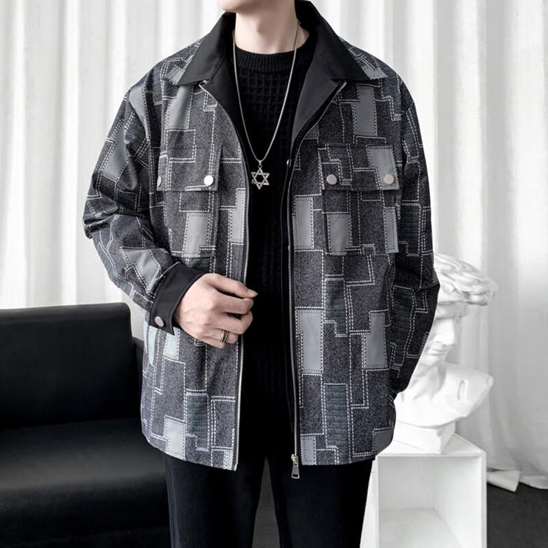 ROMON Men's Hooded Faux Two-Piece Work Jacket