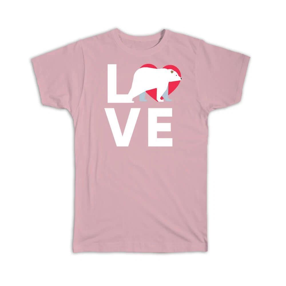 Gift T-Shirt : Polar Bear Love Wild Animal Lover Cute Sweet Art Print For Kid S