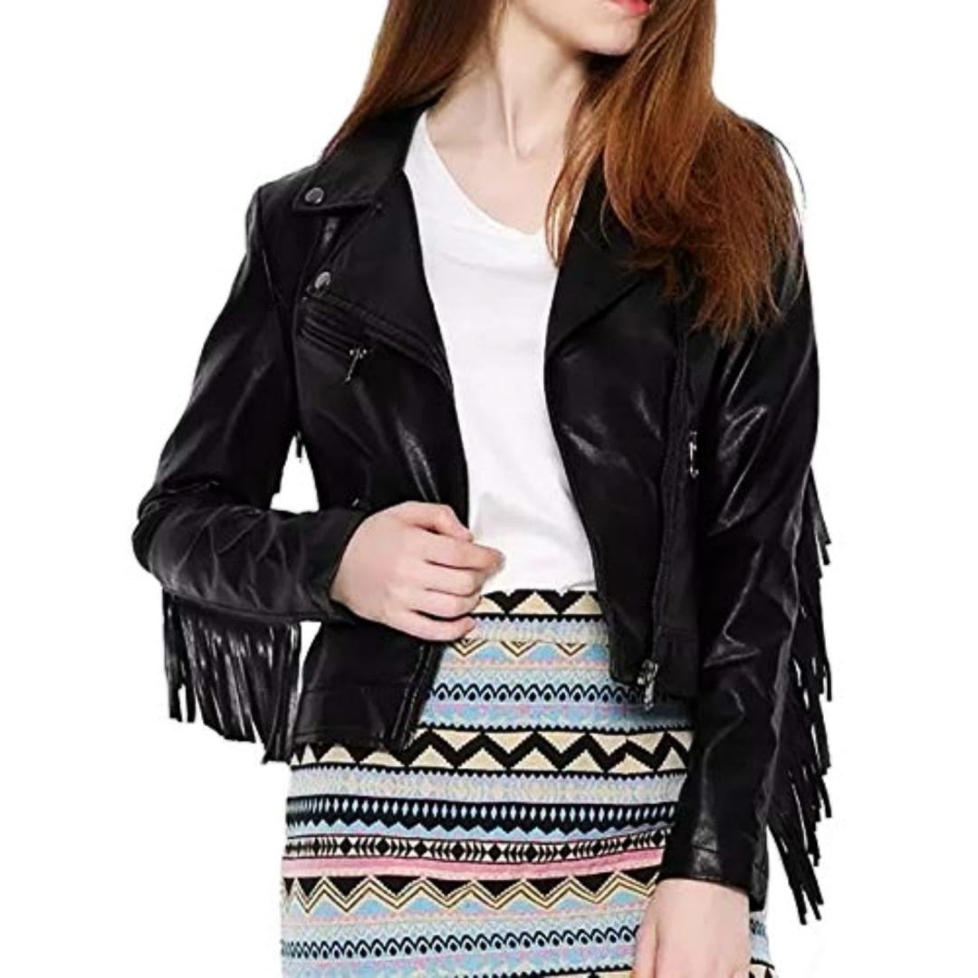 NOORA Women`s Fringe Style Real Leather