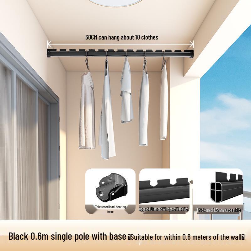 Настенная стационарная штанга для сушки одежды - Боковое крепление, цельная конструкция.