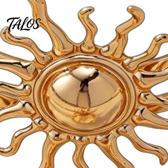 Retro Sun Jewelry 2Pcs Bangle Ring Set, Open Adjustable Cuff Bracelet Golden Tone & Ring, Plated Statement Hand for Women Set