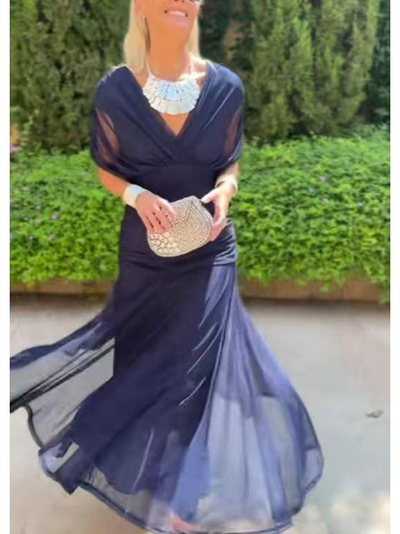 2025 European Style Women's Chiffon Off-the-Shoulder Bandage Dress - Floral Print