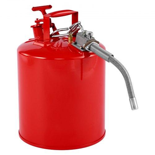 VEVOR Safety Gas Can, 19 L Type II Red Safety Can for Gasoline with Stainless Steel Flame Arrester, Self-Closing Lid, and Flexible Metal Spout