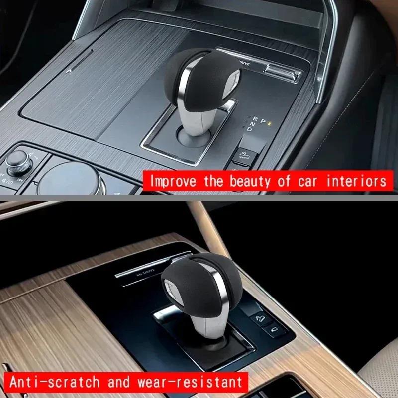 LHD RHD For Mazda CX-60 CX60 CX 90 -2024 Interior Accessories Leather Gear Shift Head Knob Handle Cover Trim Sticker Frame